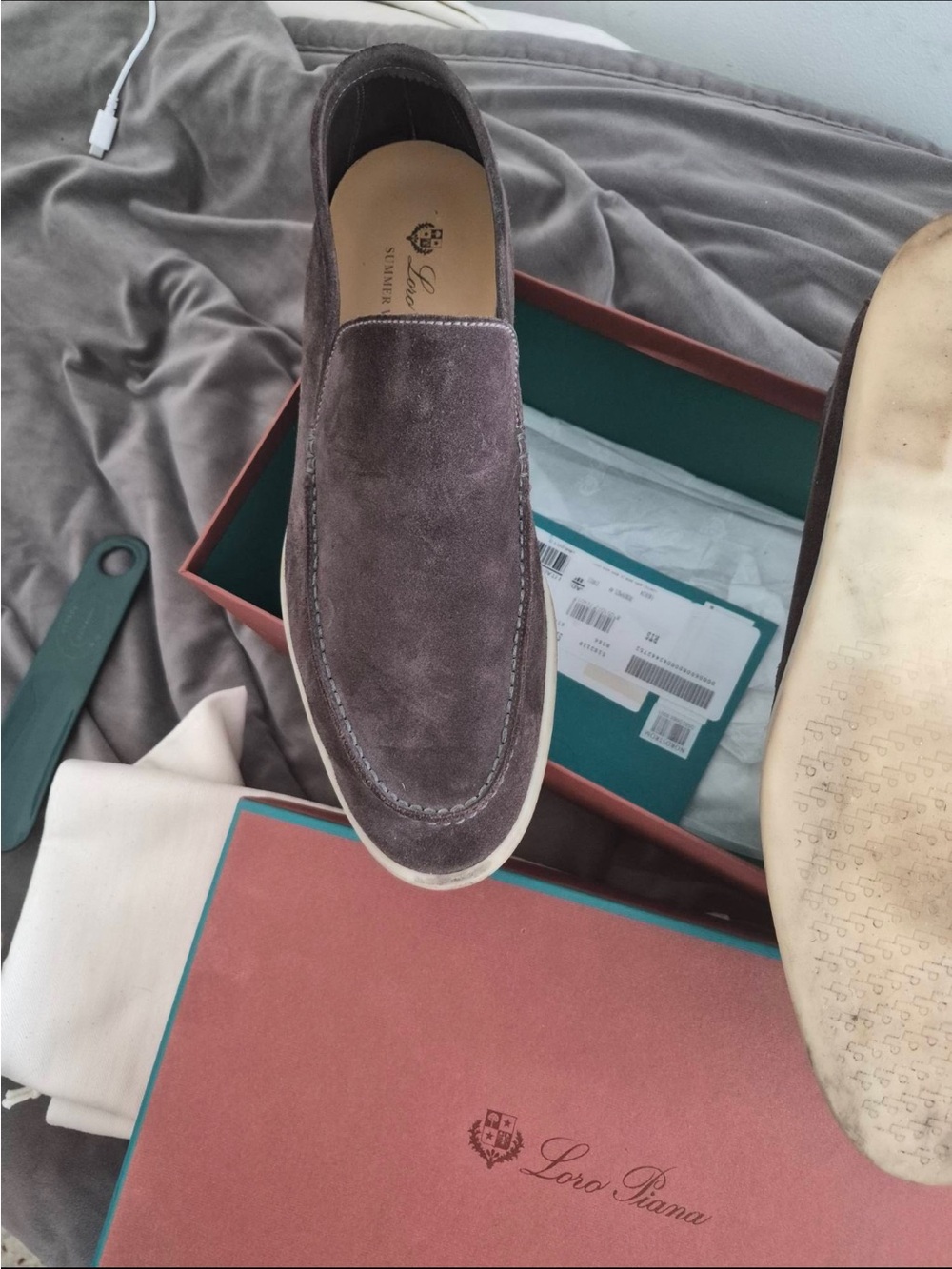 Loro Piana Men's Suede Slip-On Loafers in Dark Brown